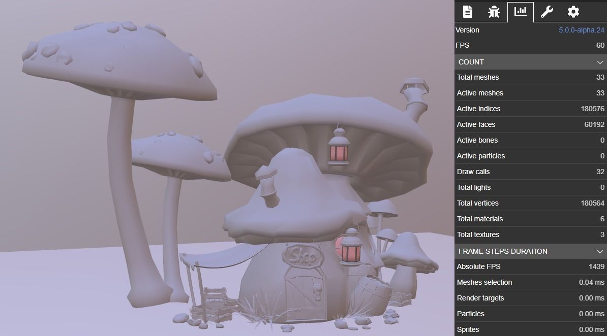 Mushroom house subdivision and  Low-poly 3D model_5
