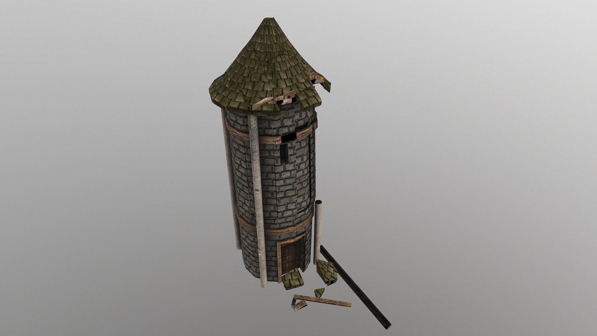  Medieval Grain Silo Low-poly 3D model_2