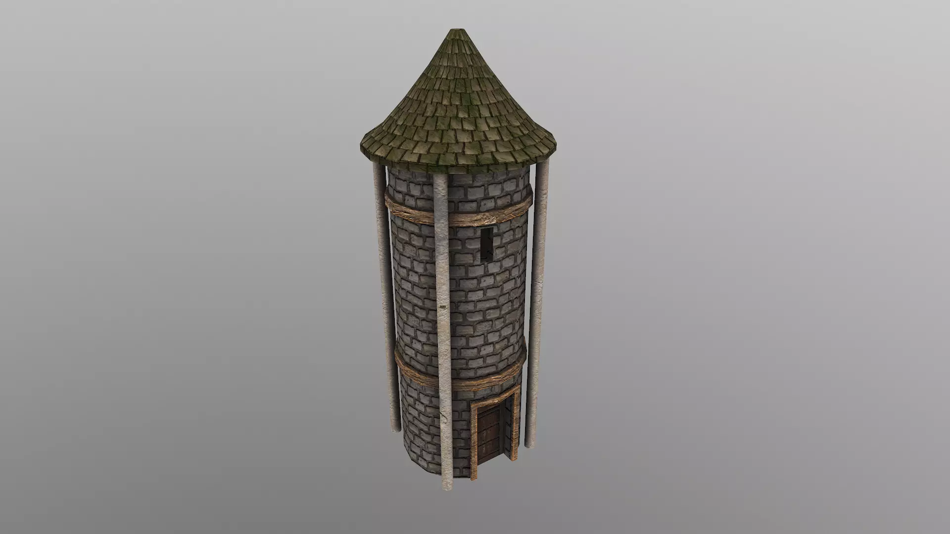  Medieval Grain Silo Low-poly 3D model_0