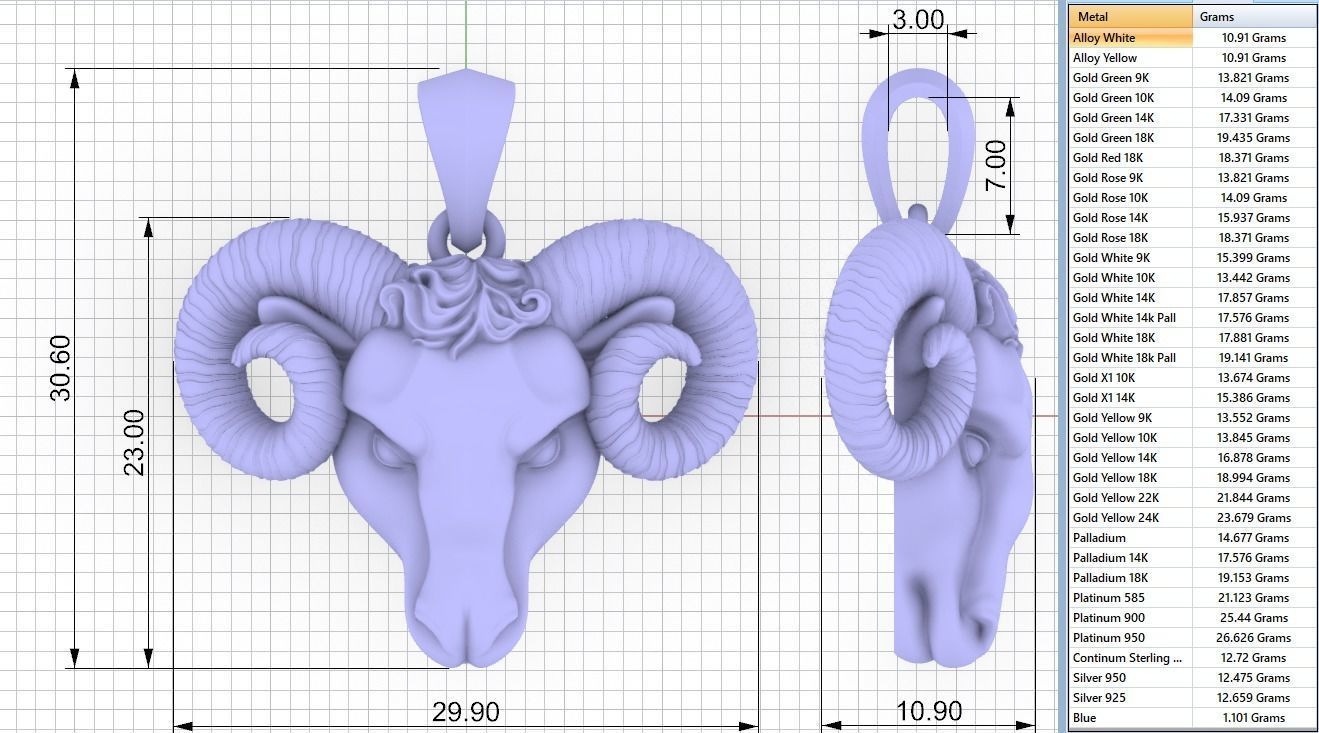 pendant aries 3D model_6