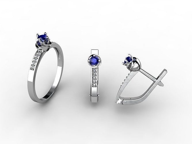 Set Ring and Earring ready for 3d print 3D print model