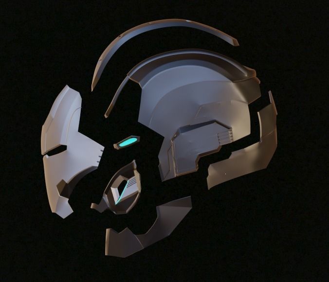 Ironman Mark 25 Striker Helmet 3D Printable Model w Inner Detail 3D print model_1