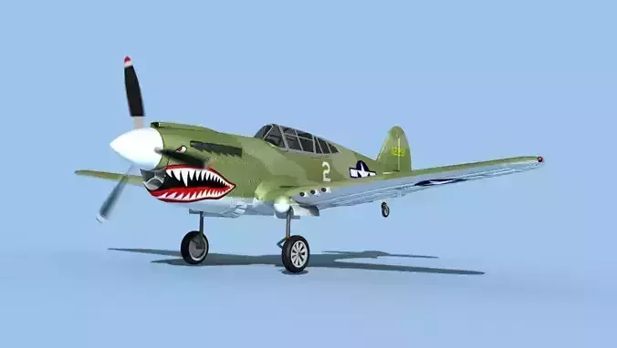 Curtiss P-40F Warhawk V01 USAAF 3D model