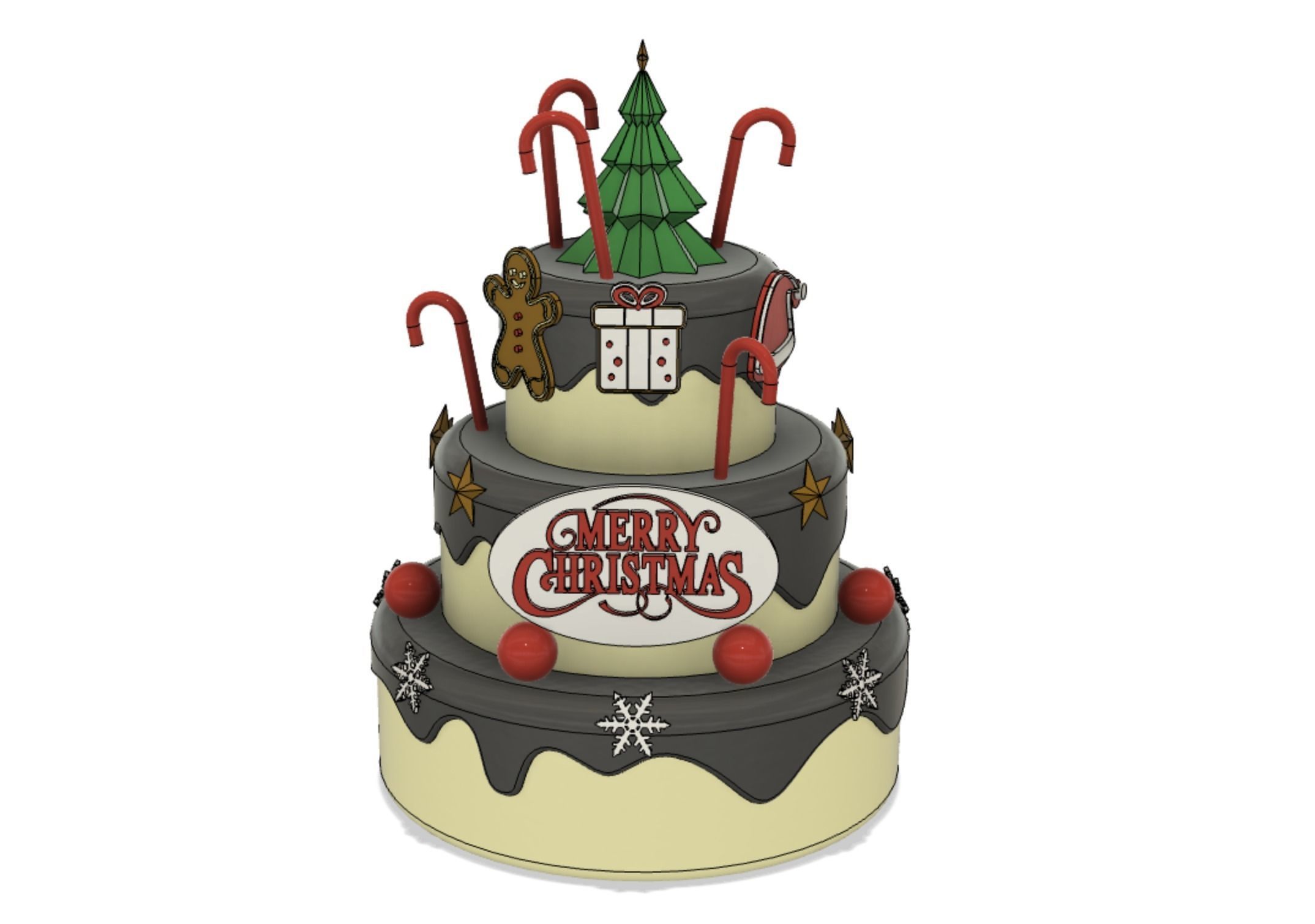 Christmas Cake 3D print model_4