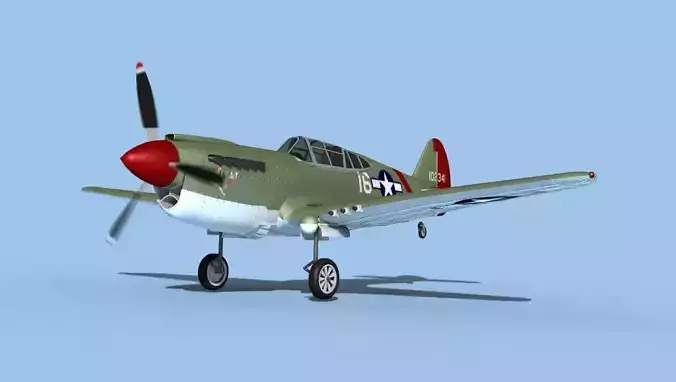 Curtiss P-40F Warhawk V02 USAAF 3D model