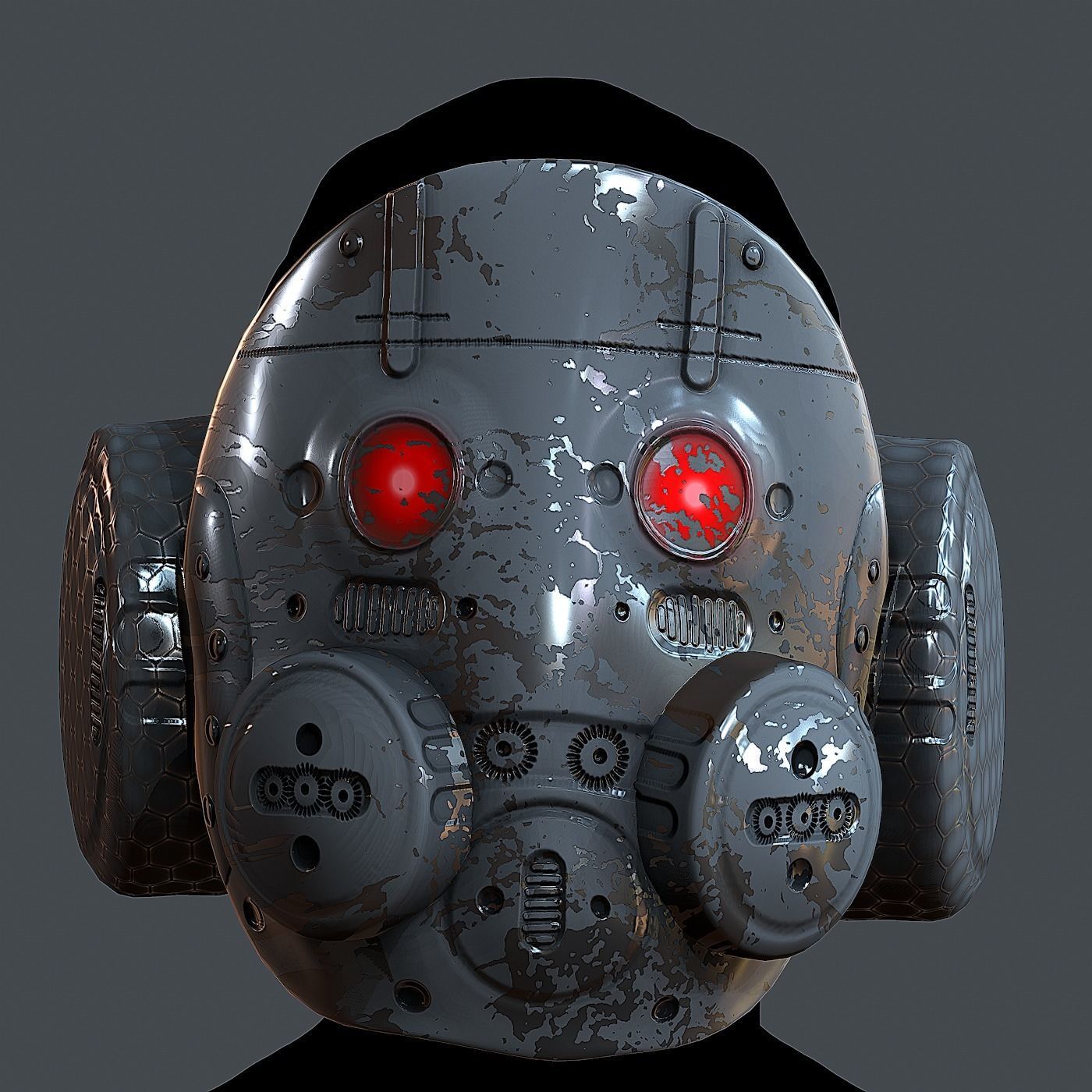 Gas mask helmet 3d model scifi Low-poly Low-poly 3D model_2