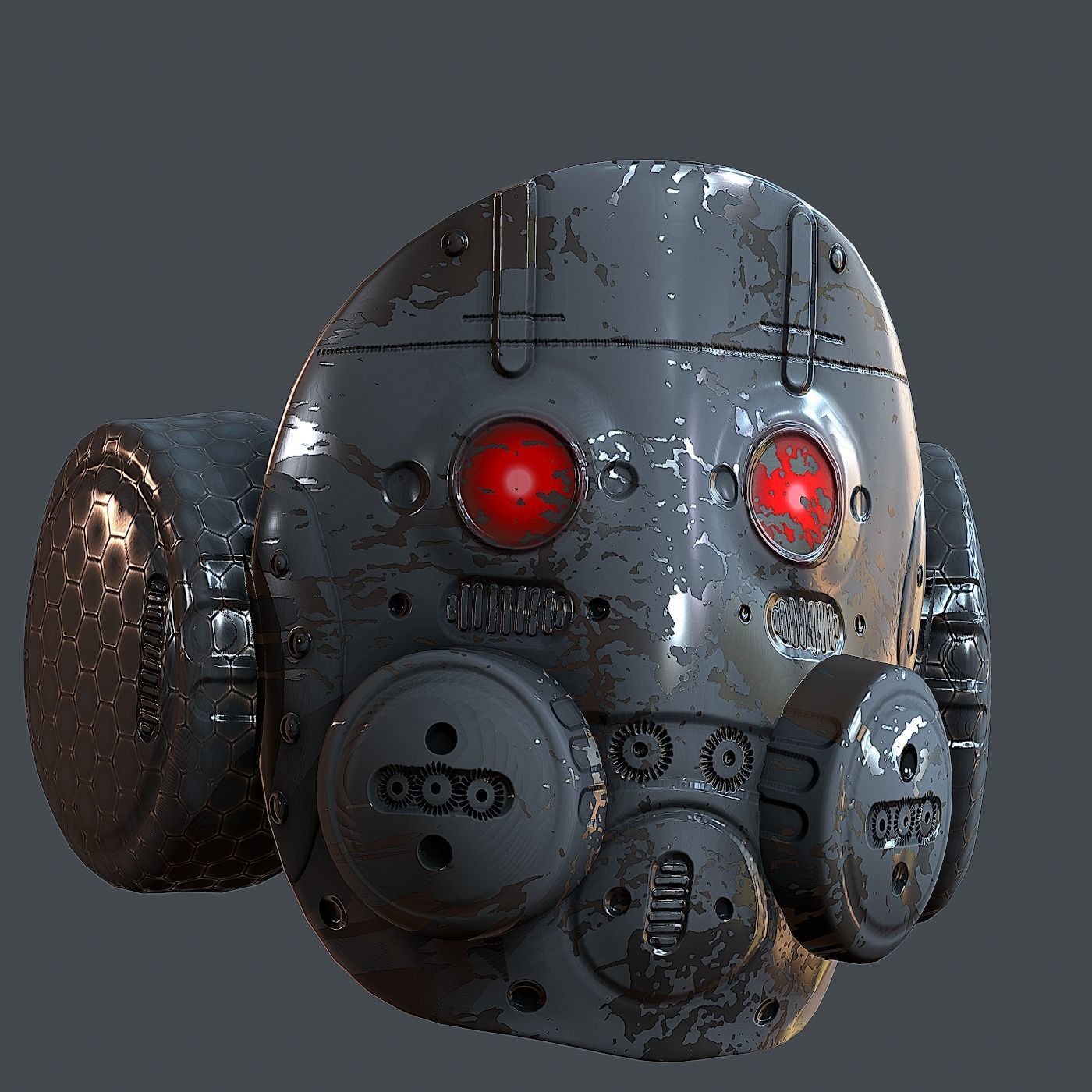 Gas mask helmet 3d model scifi Low-poly Low-poly 3D model_3