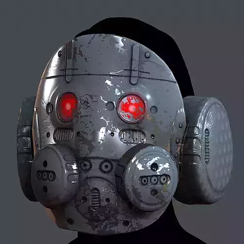Gas mask helmet 3d model scifi Low-poly 