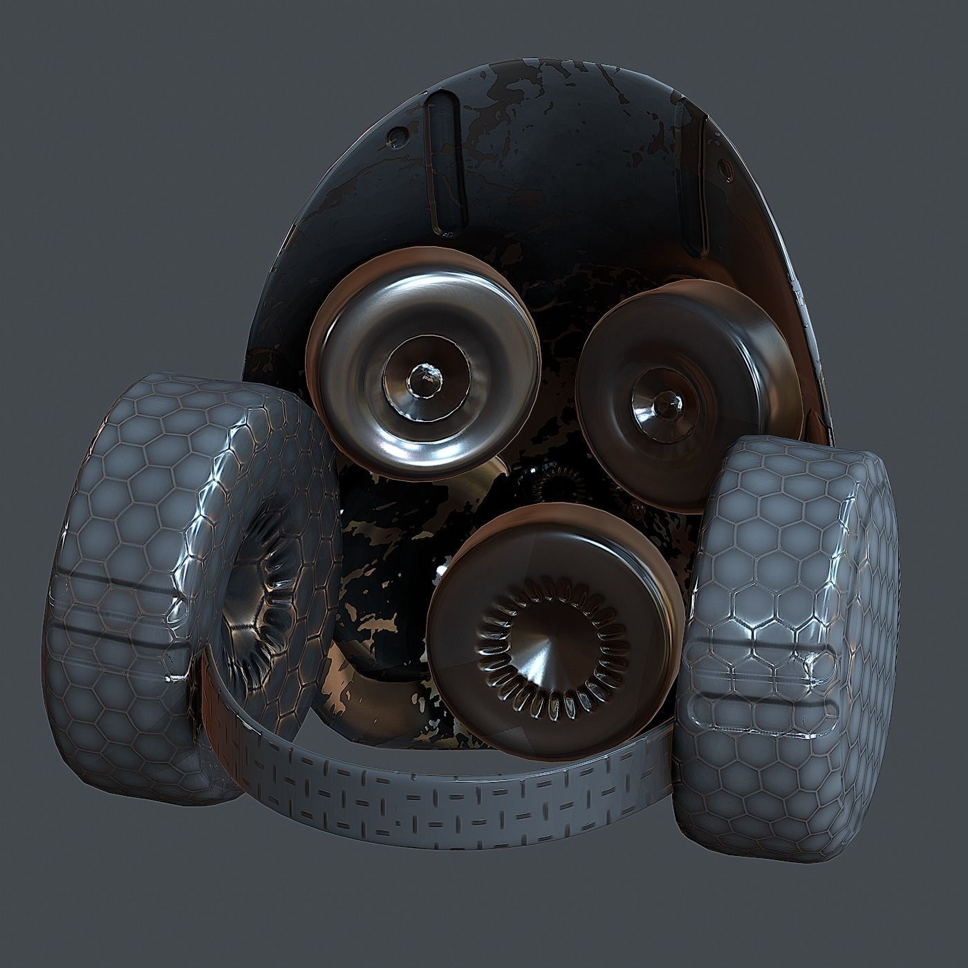 Gas mask helmet 3d model scifi Low-poly Low-poly 3D model_4