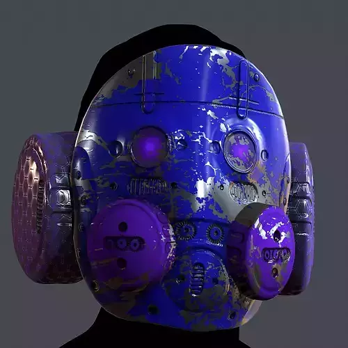 Gas mask helmet 3d model scifi Low-poly 