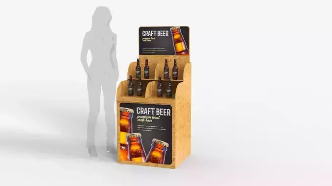 Beer Wooden Rack Display 1 3D model