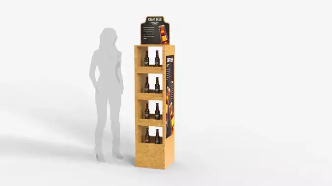Beer Wooden Rack Display 2 3D model