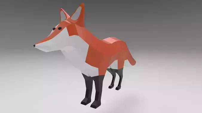 Low poly fox 3d Model Low-poly 3D model