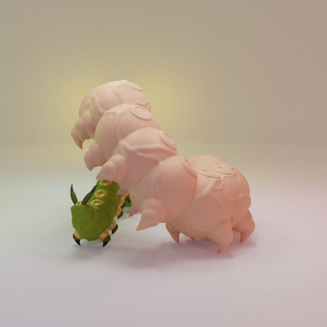 Cockterpillar caterpillar 3D print model_3