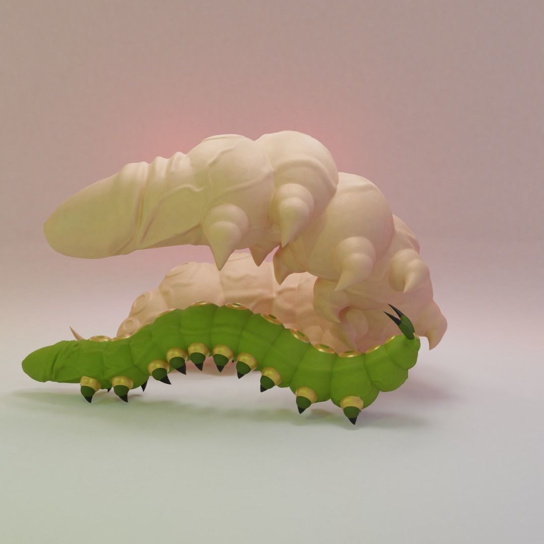 Cockterpillar caterpillar 3D print model_2