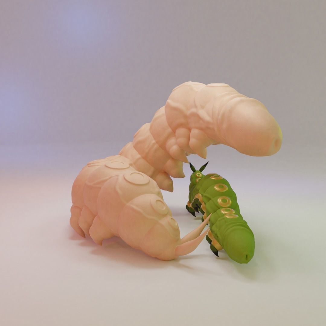 Cockterpillar caterpillar 3D print model_5