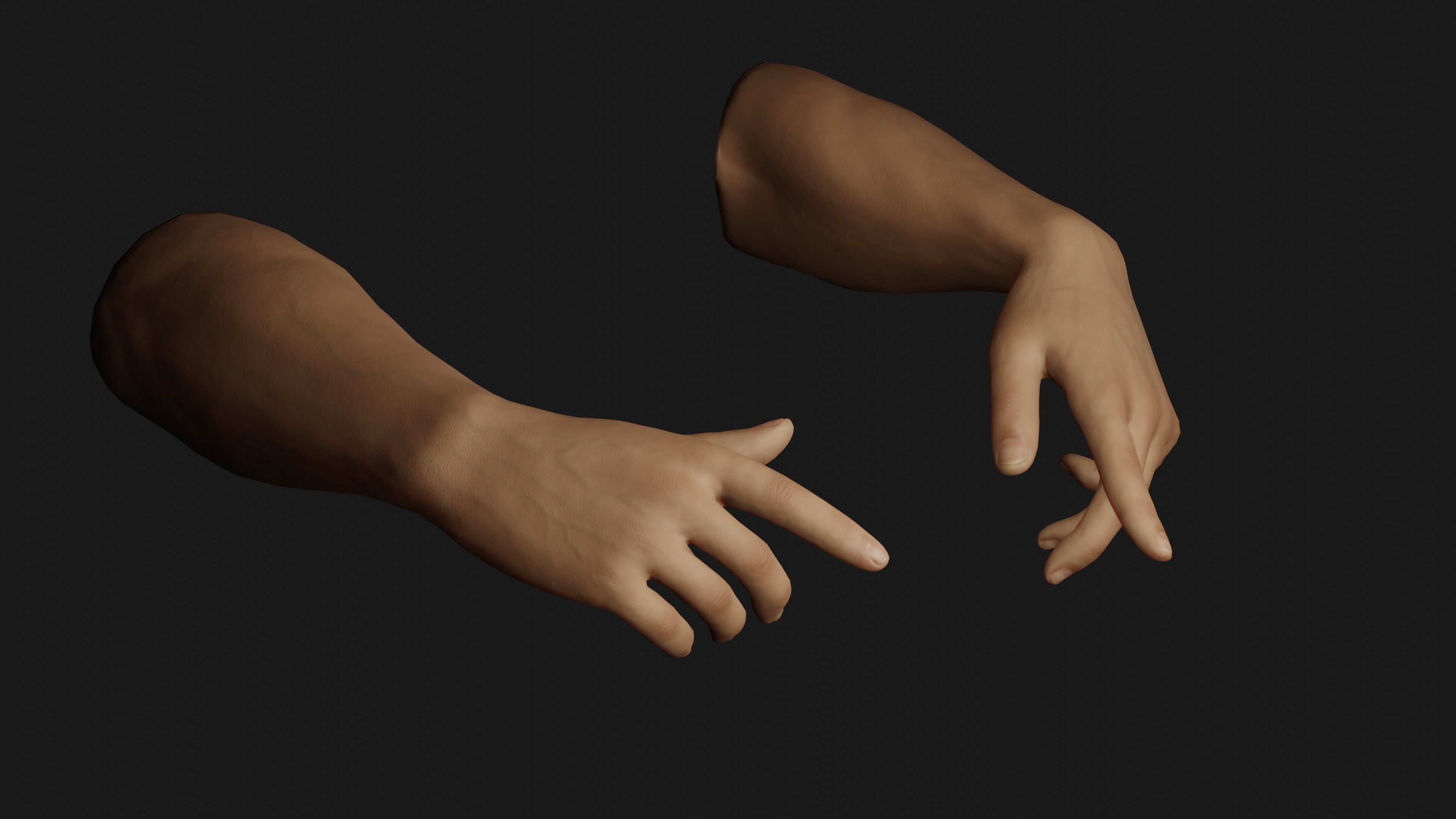 Male Hands Rigged Low-poly 3D model_3
