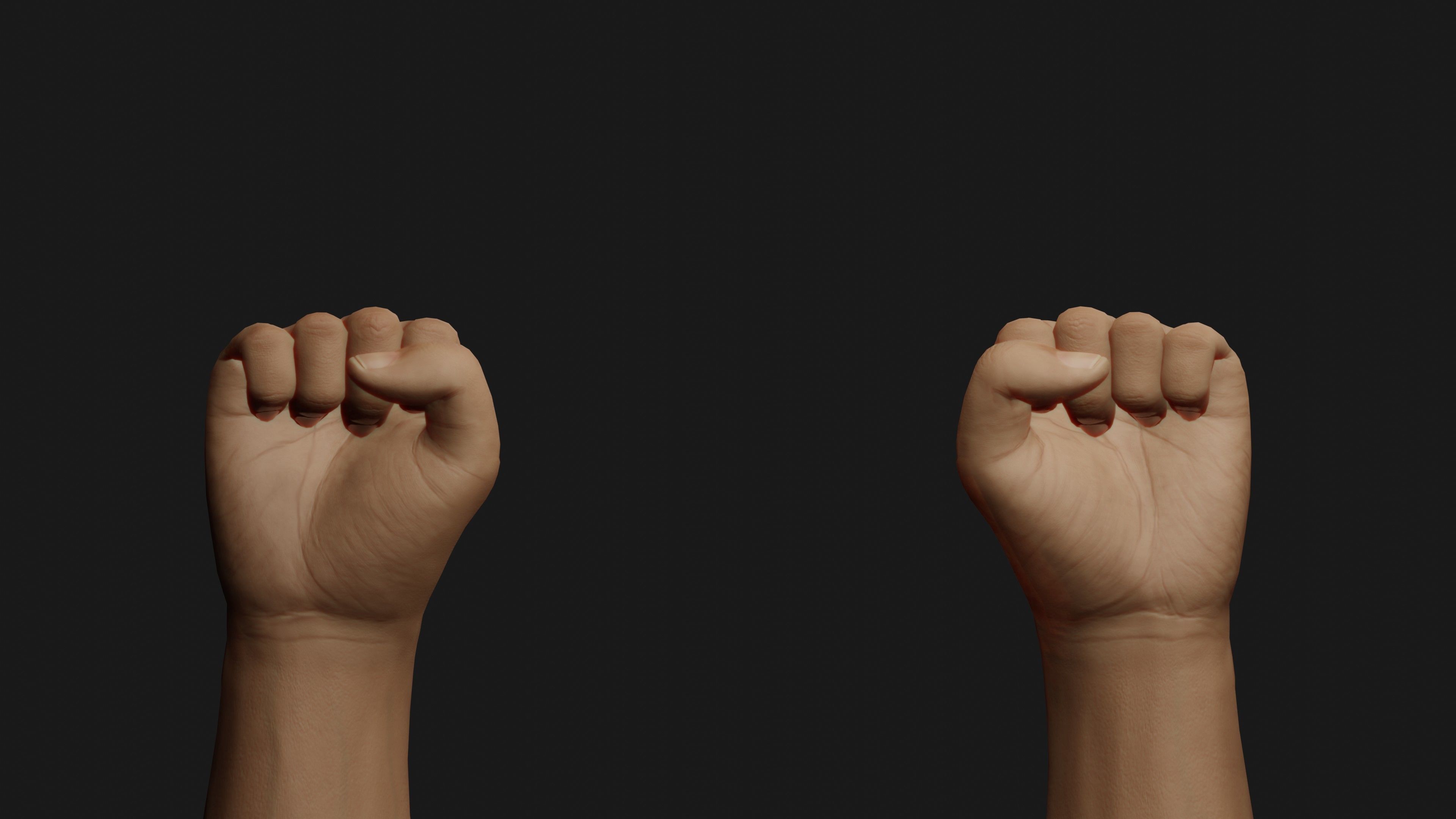 Male Hands Rigged Low-poly 3D model_12