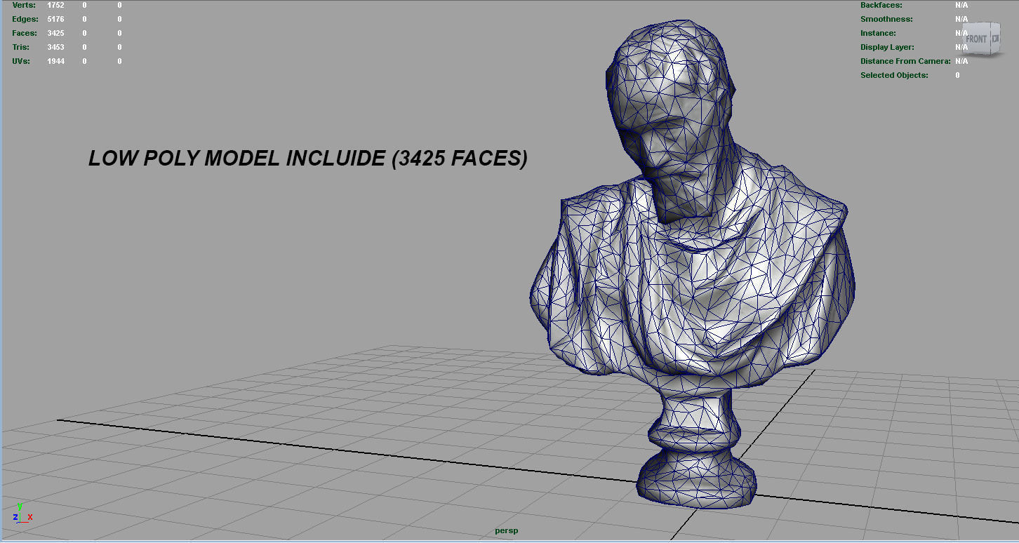 BUST of person Low-poly 3D model_10