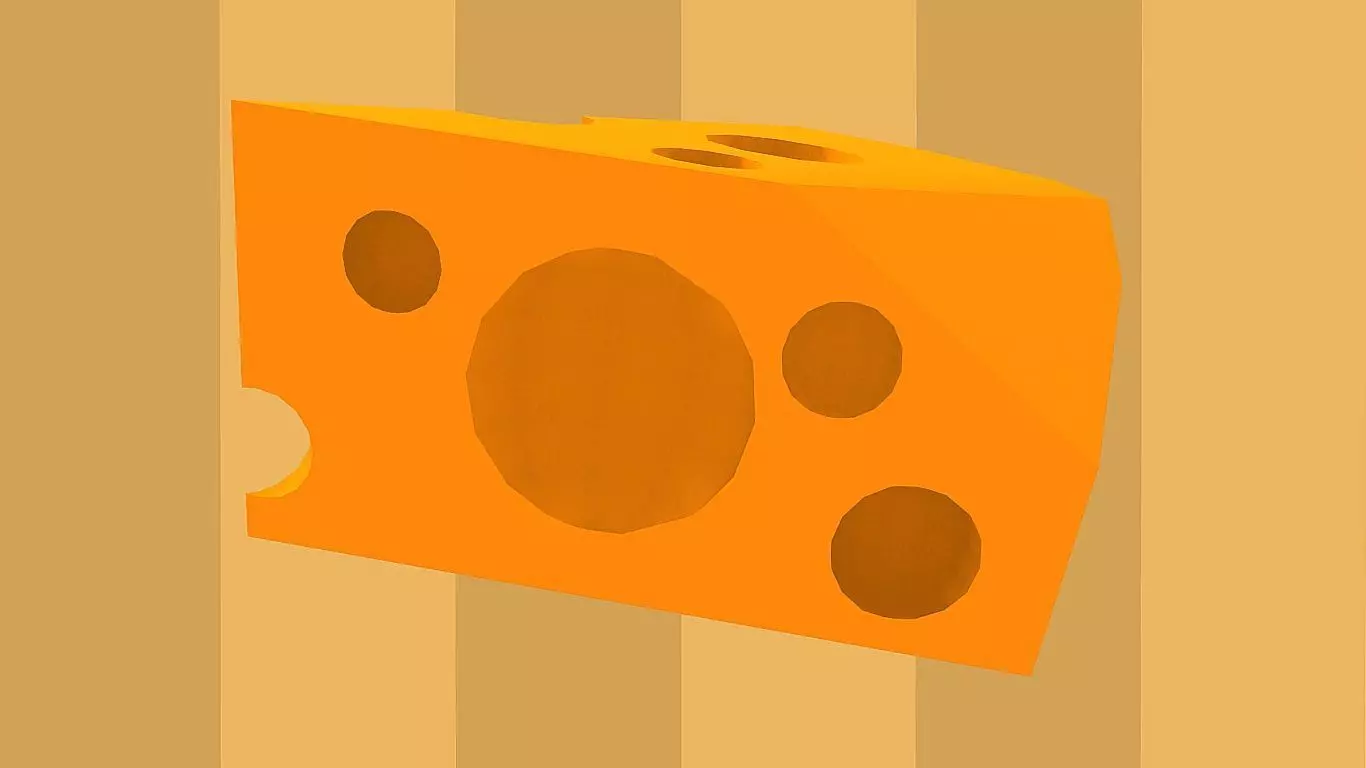 Low Poly Stylized Cheese Free low-poly 3D model_0