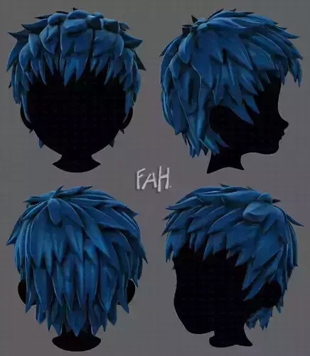 3D Hair style for boy V74 Low-poly 3D model
