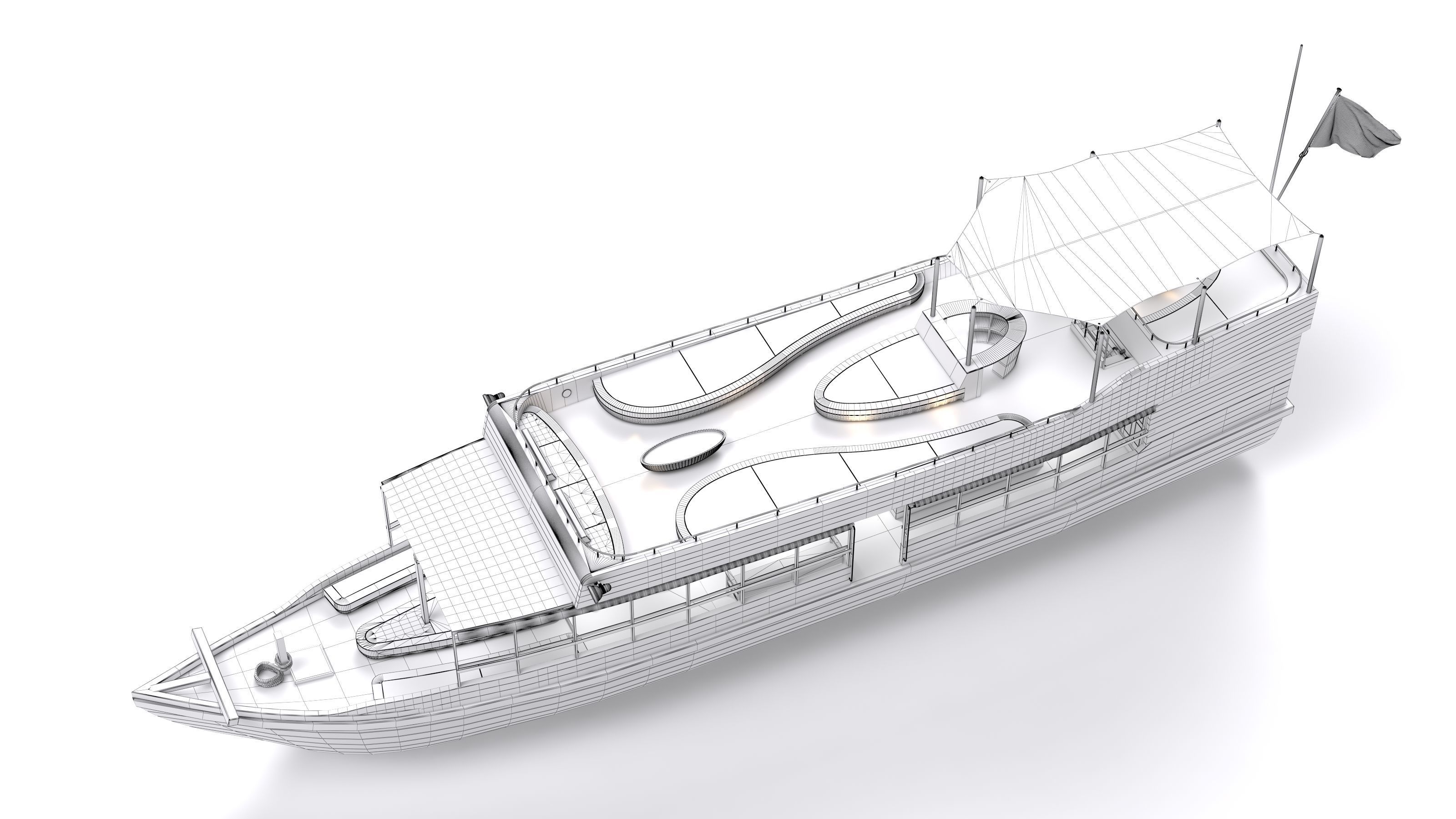 Tourist Boat 3D model_8