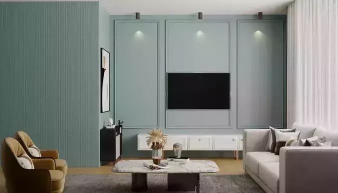 living room interior design scene 3d model