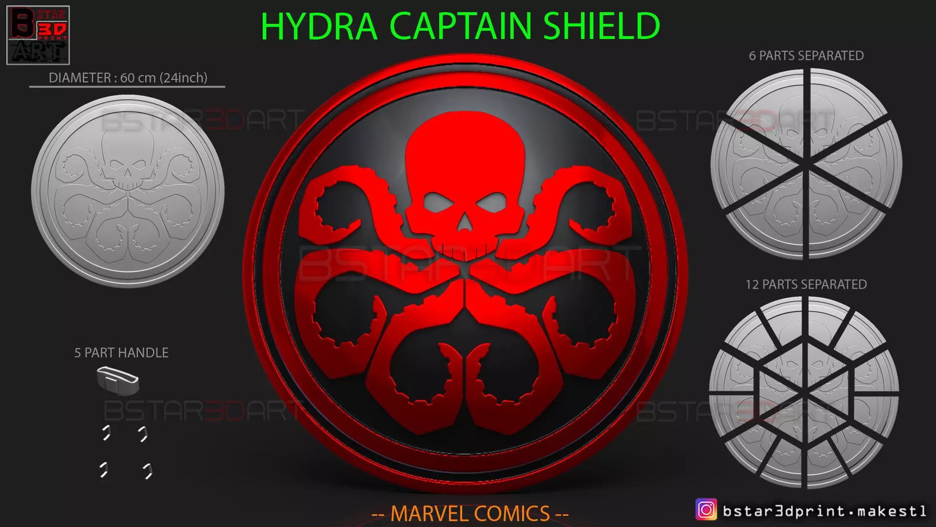 The Shield Hydra captain America - Hail Hydra - Marvel comics 3D print model_0