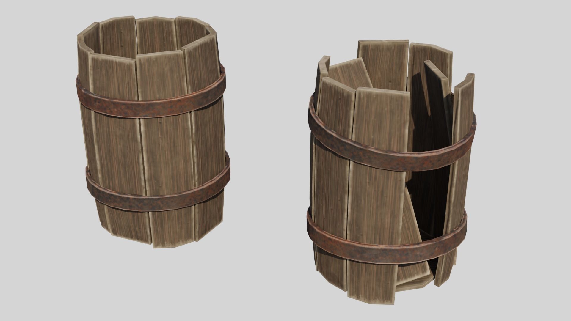 Modular Wooden Props Low-poly 3D model_5