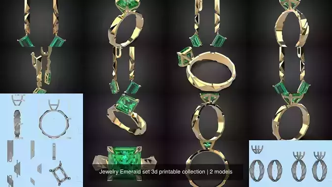Jewelry Emerald set 3d printable collection