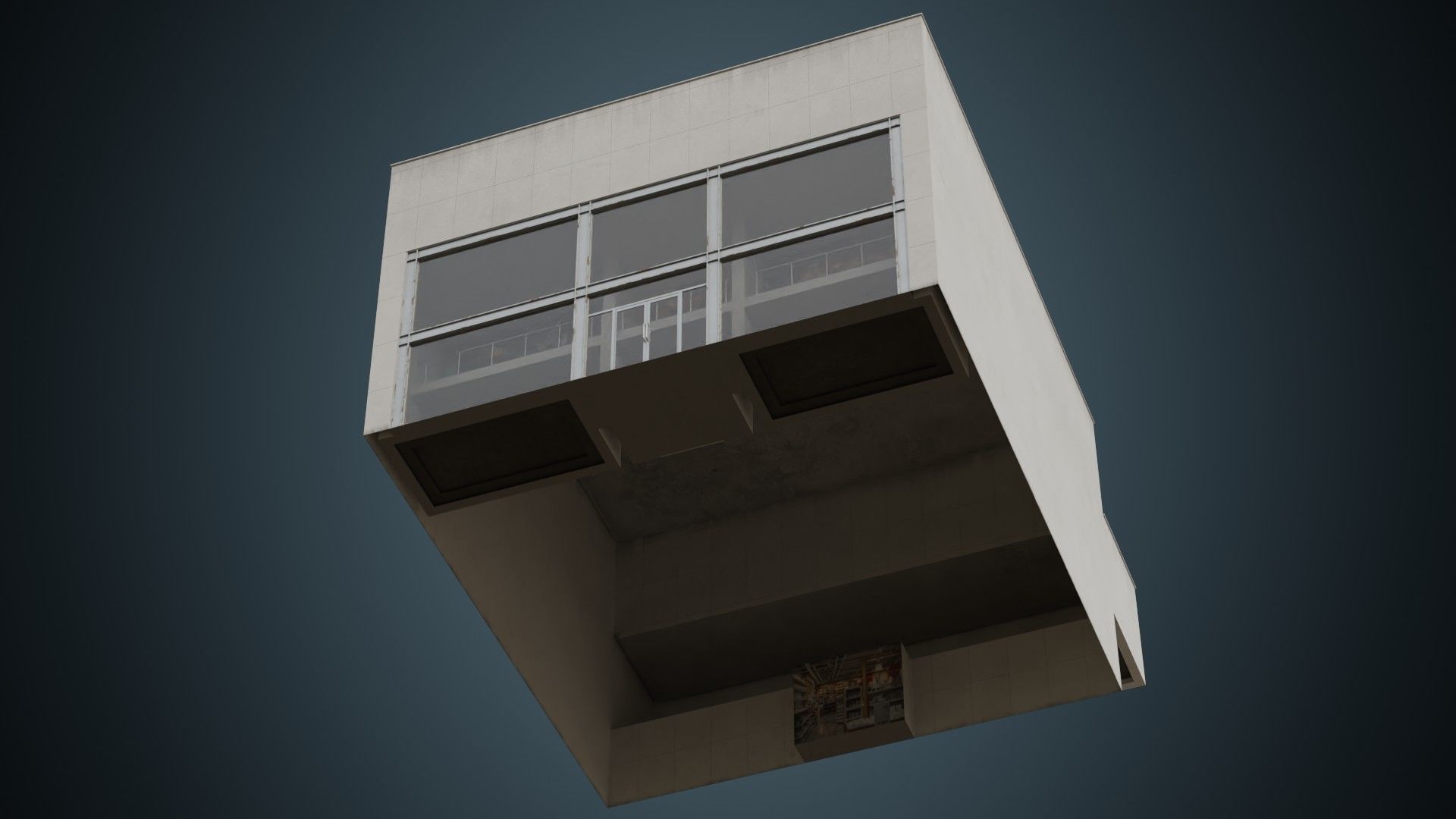 Building 7B Low-poly 3D model_4