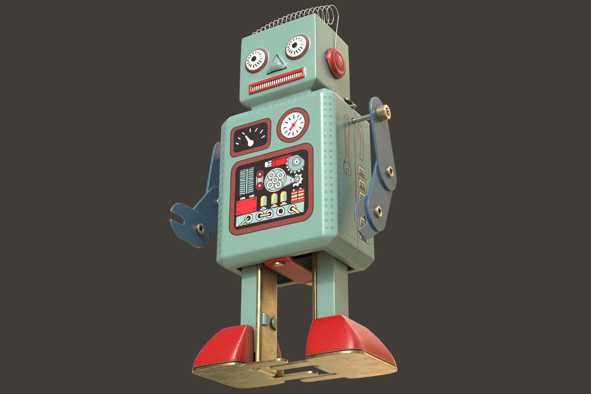 Vintage Toy Robot 3D model_4