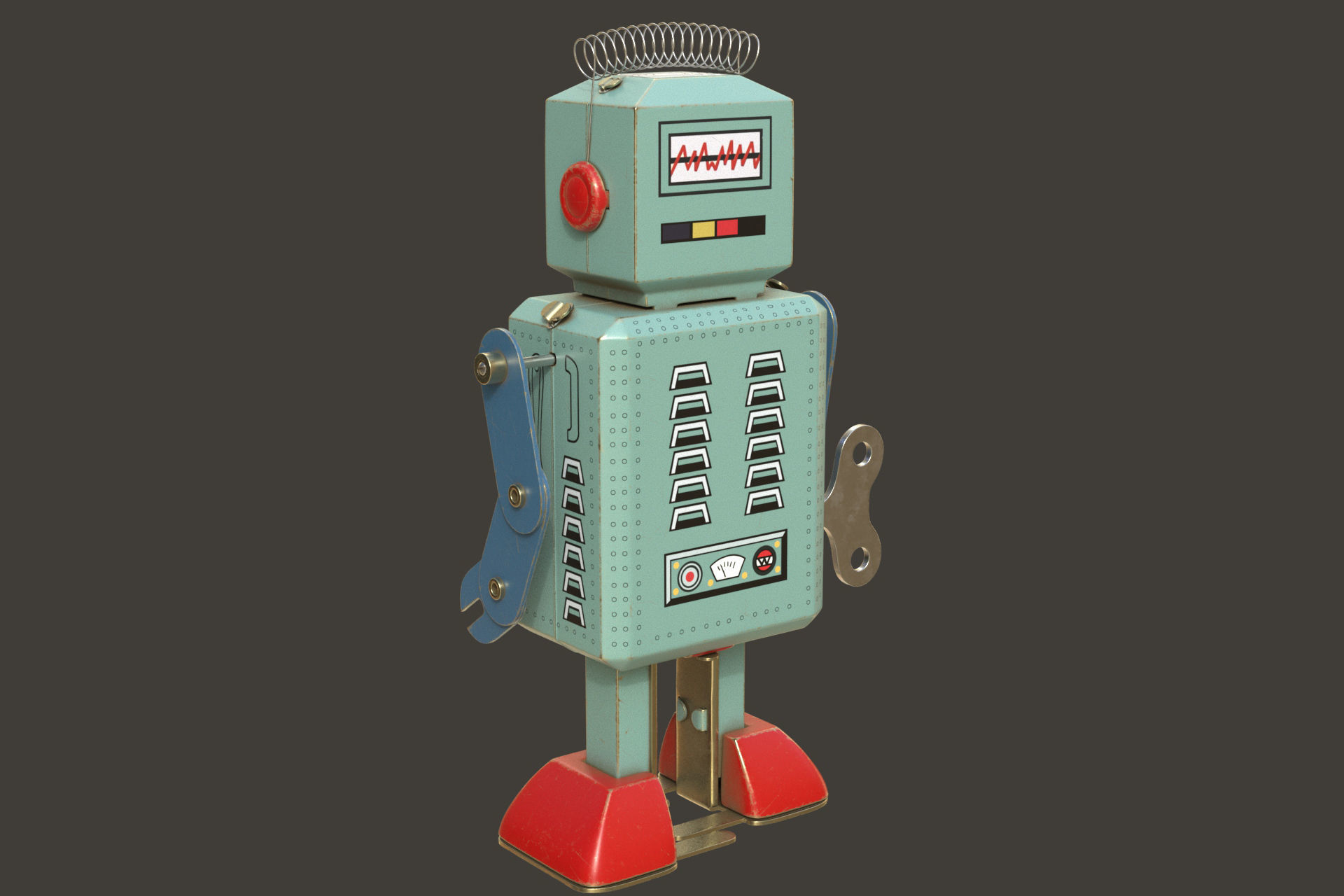 Vintage Toy Robot 3D model_3