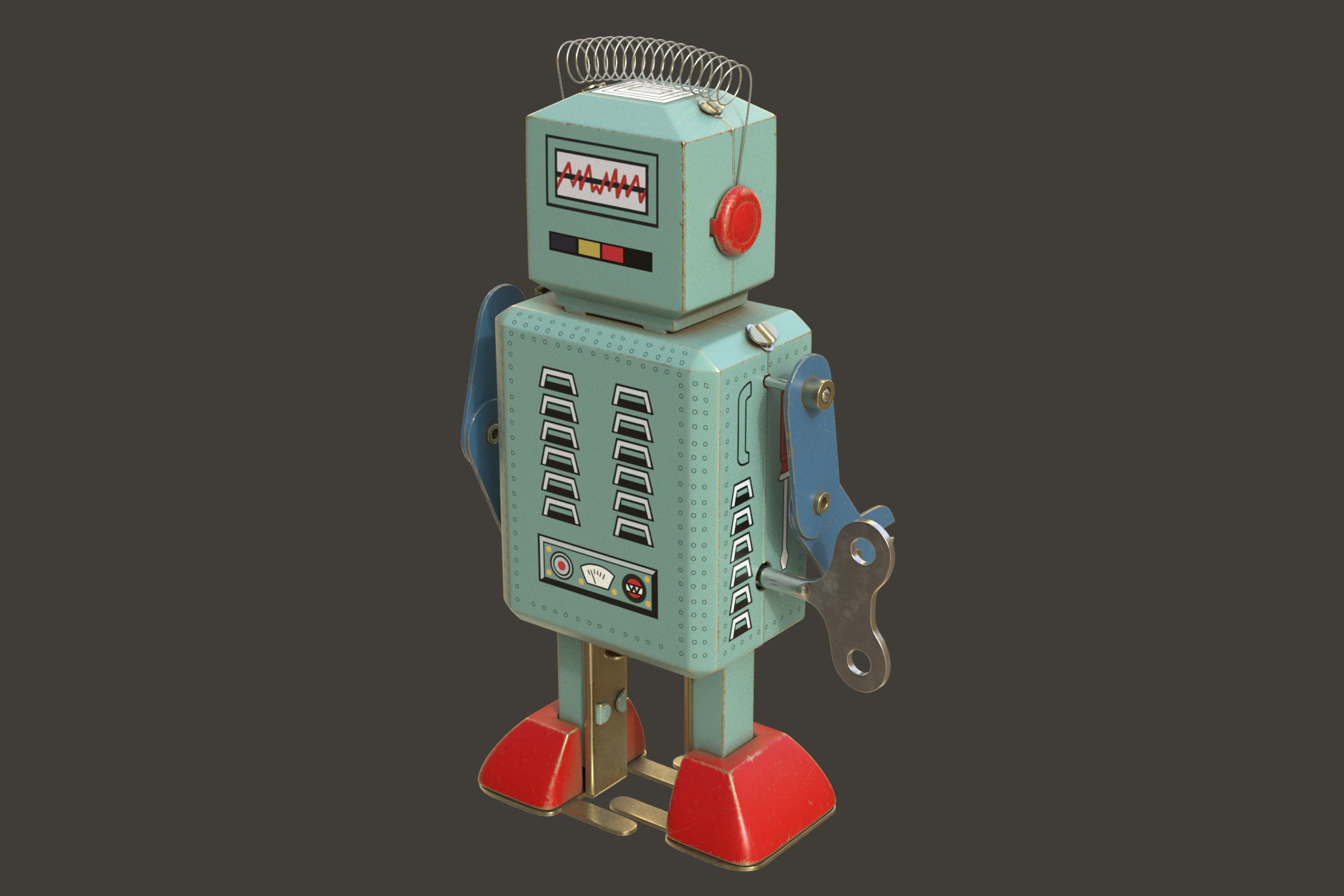Vintage Toy Robot 3D model_2