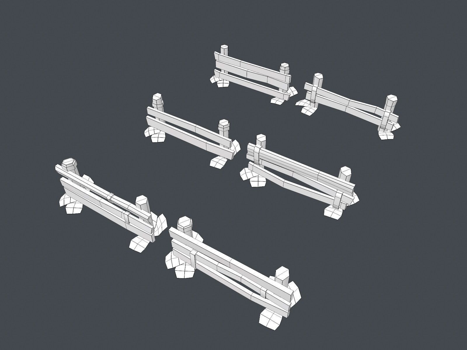 Low Poly Farm Fence Low-poly 3D model_11