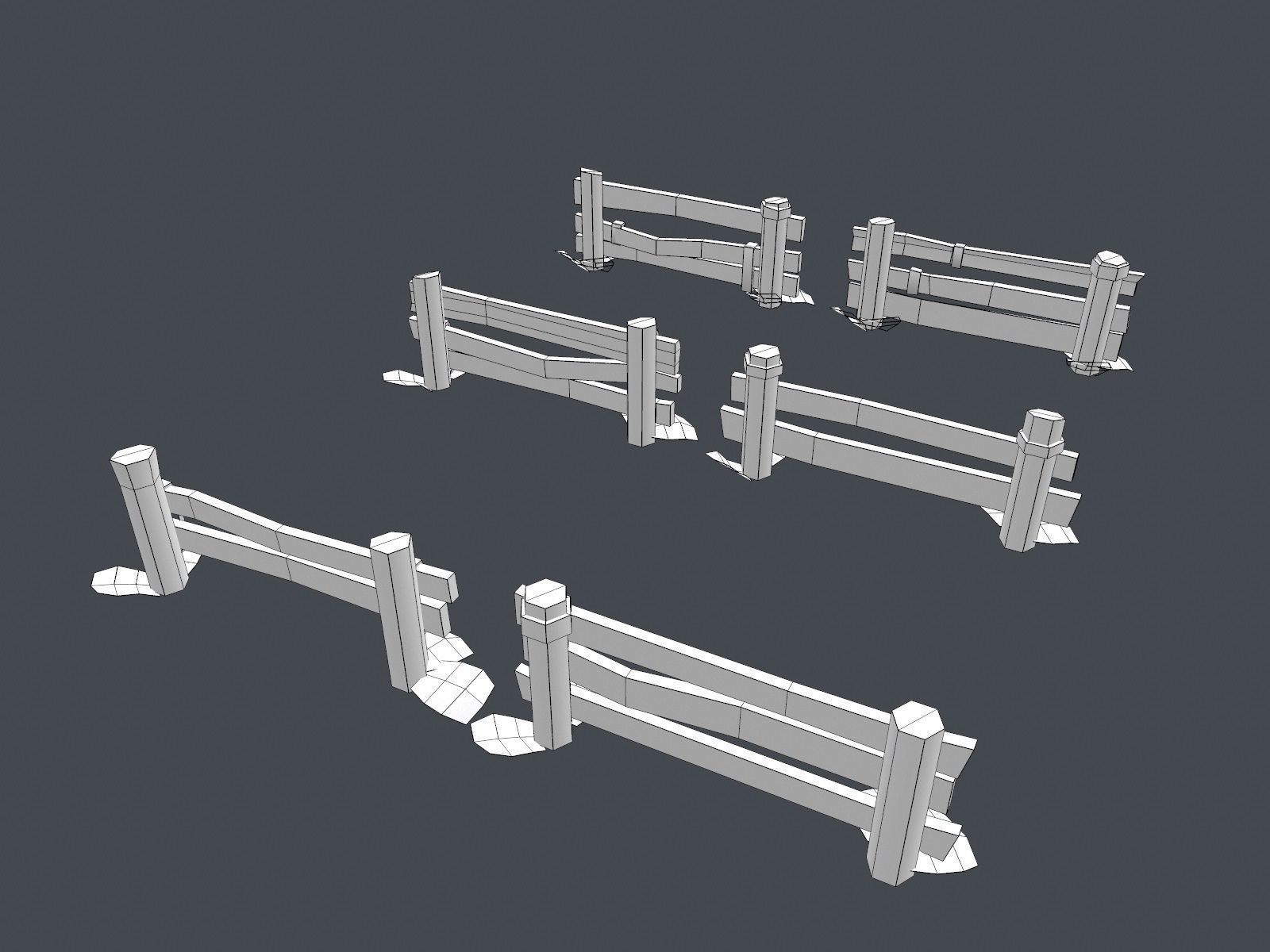 Low Poly Farm Fence Low-poly 3D model_13