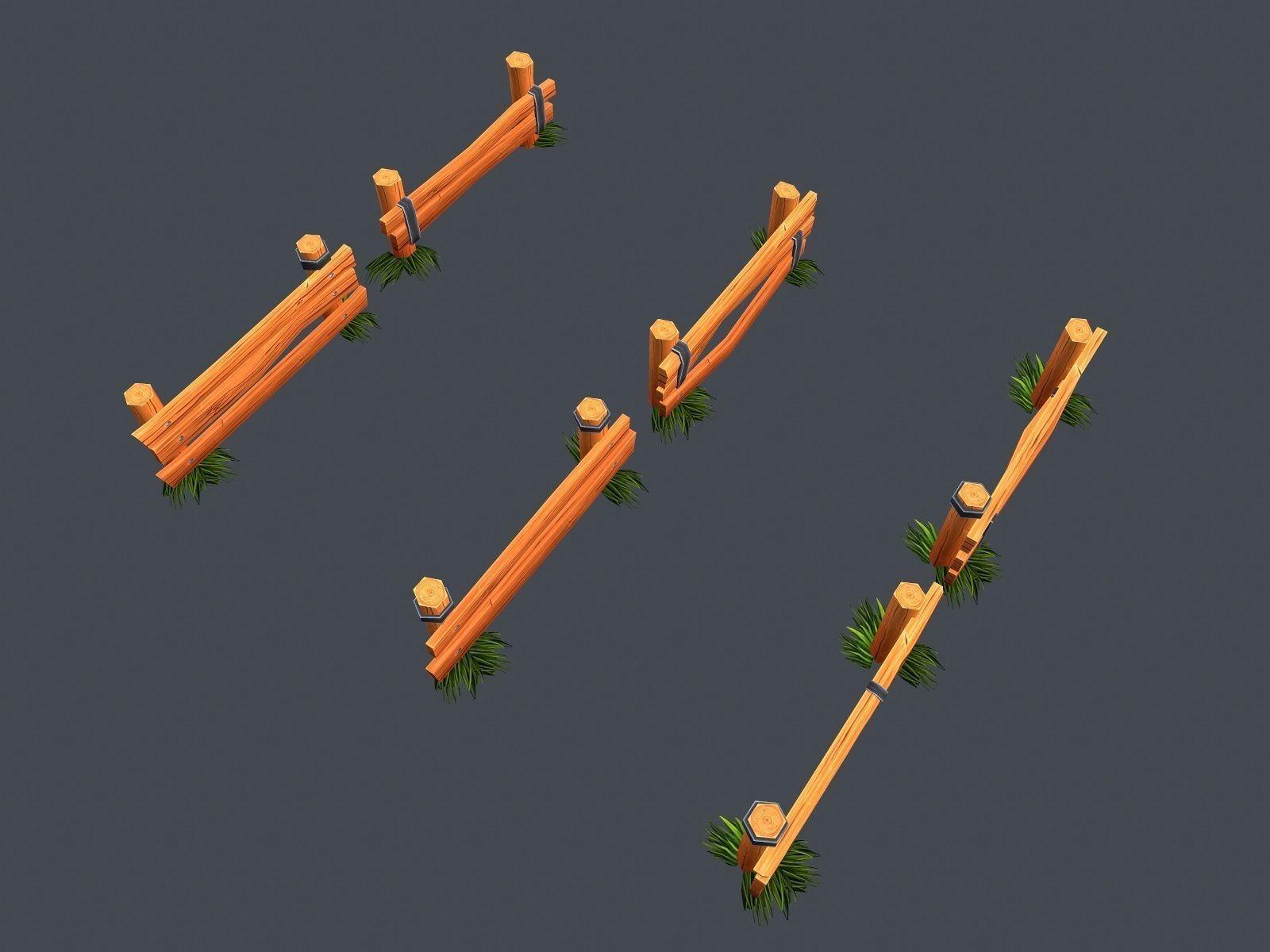 Low Poly Farm Fence Low-poly 3D model_10