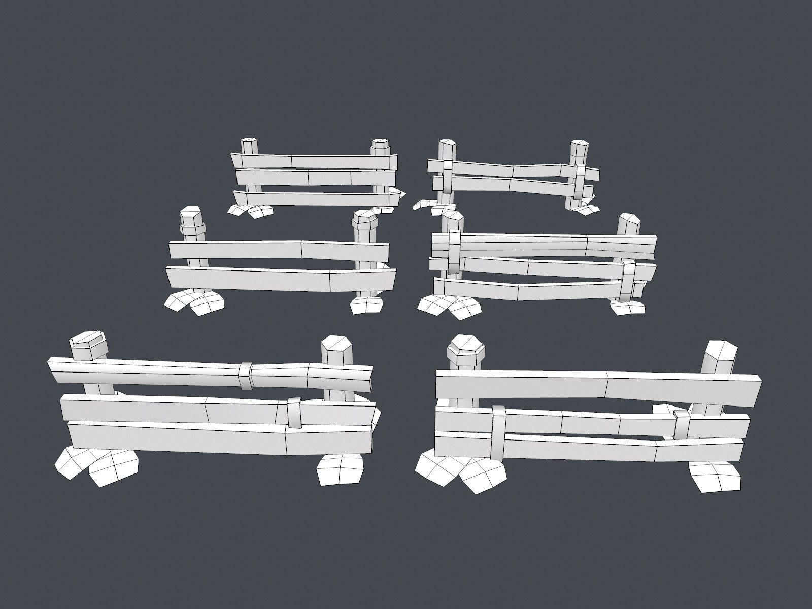 Low Poly Farm Fence Low-poly 3D model_14