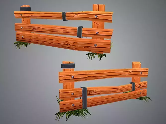 Low Poly Farm Fence Low-poly 3D model