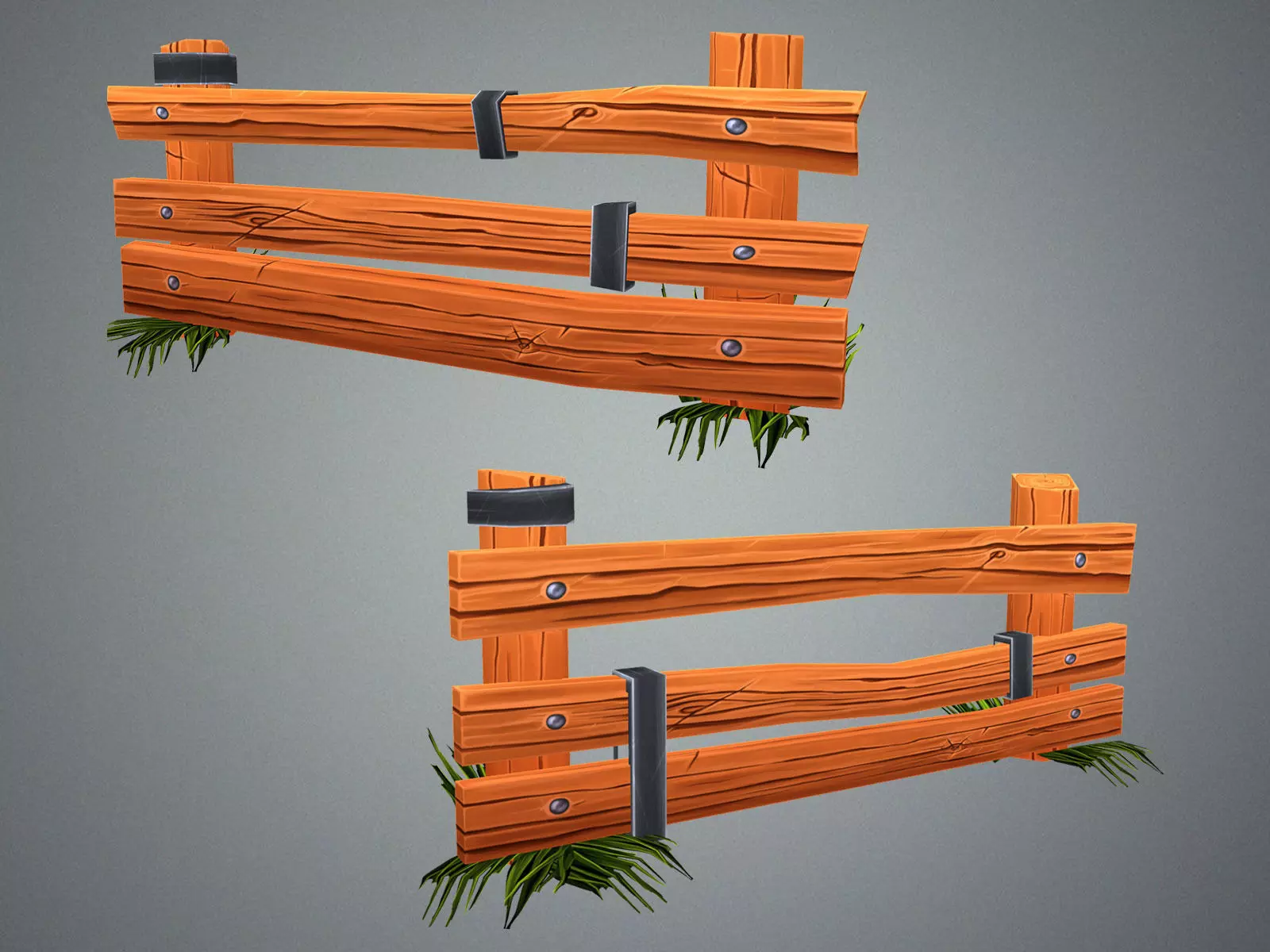 Low Poly Farm Fence Low-poly 3D model_0