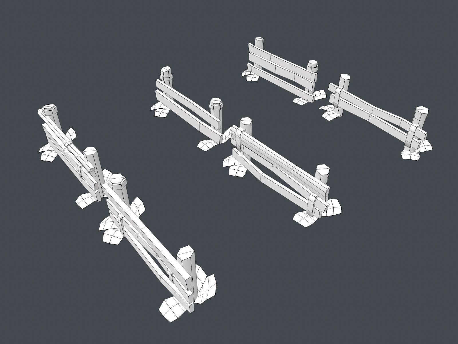 Low Poly Farm Fence Low-poly 3D model_15