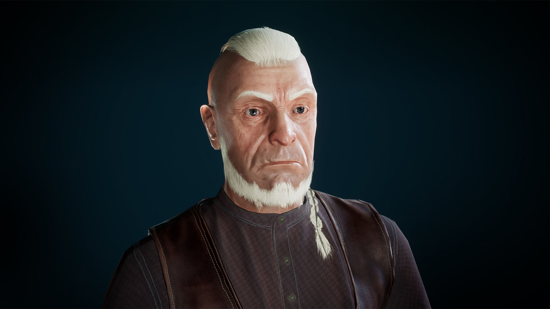 Elderly cowboy Low-poly 3D model_10