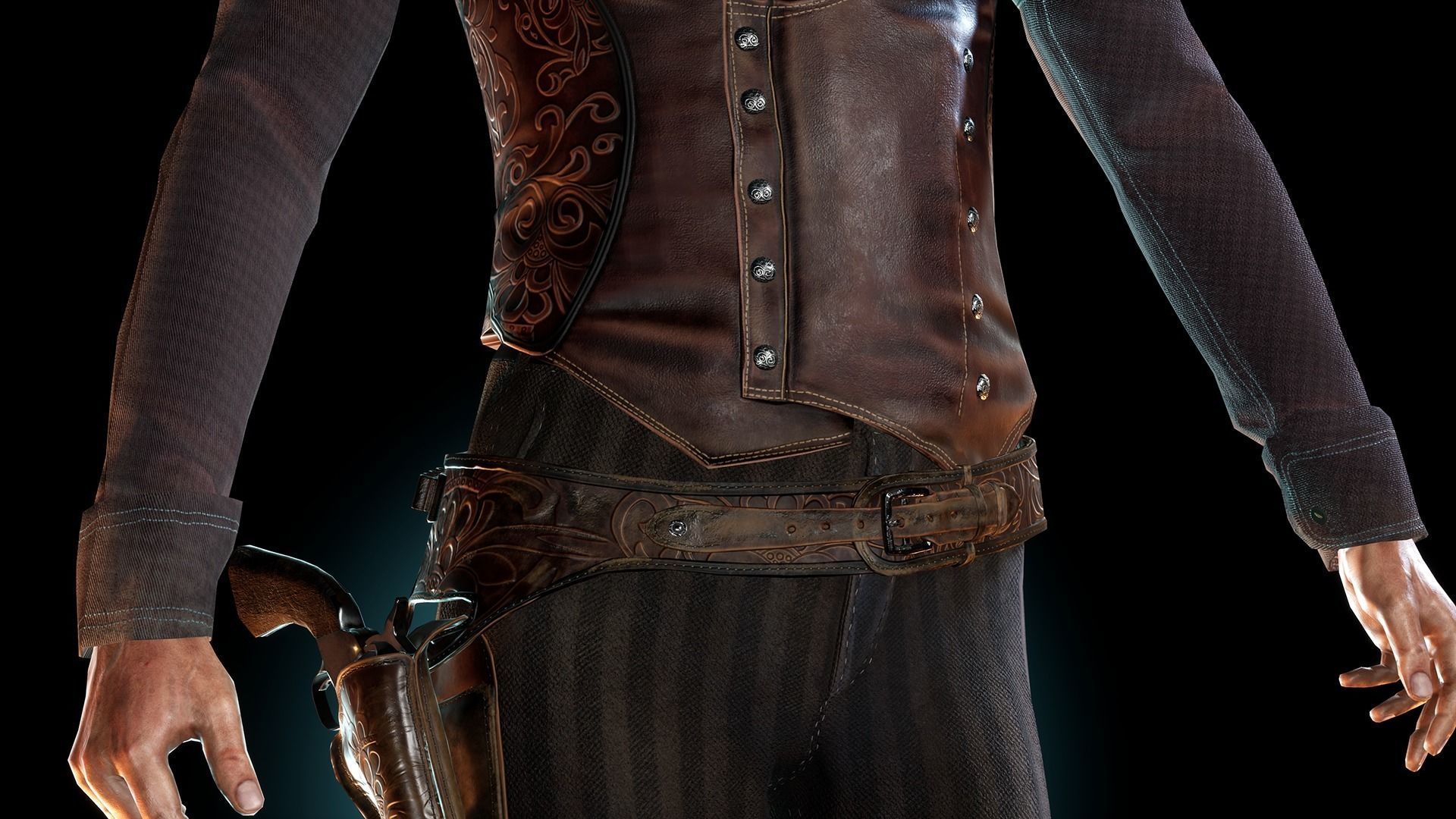 Elderly cowboy Low-poly 3D model_12