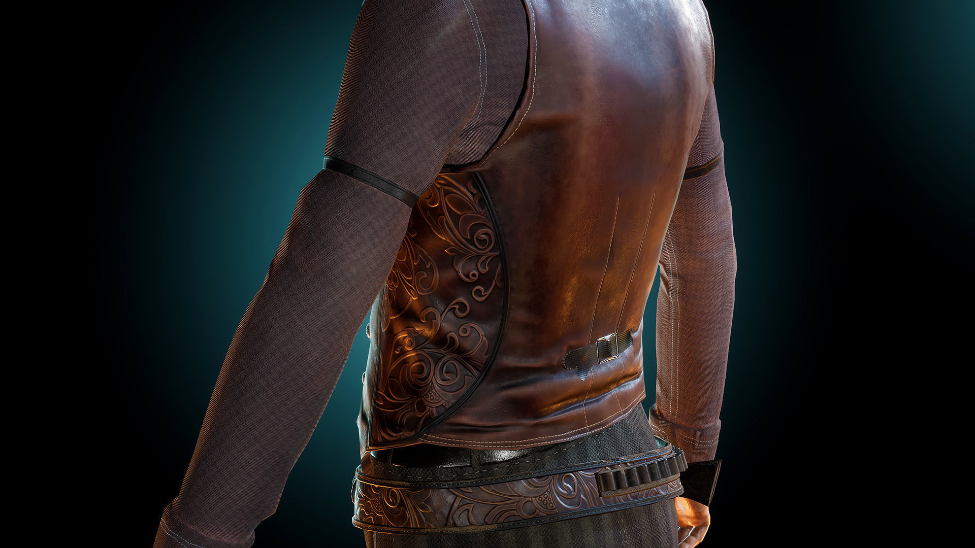 Elderly cowboy Low-poly 3D model_11