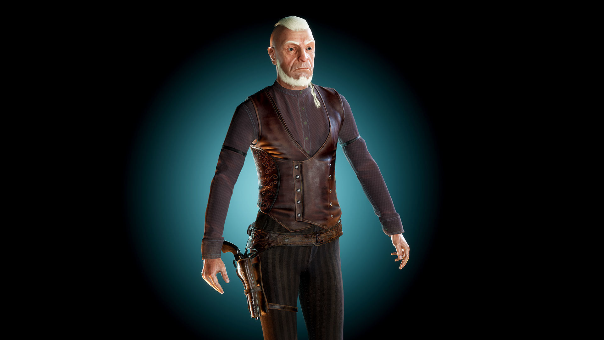 Elderly cowboy Low-poly 3D model_5