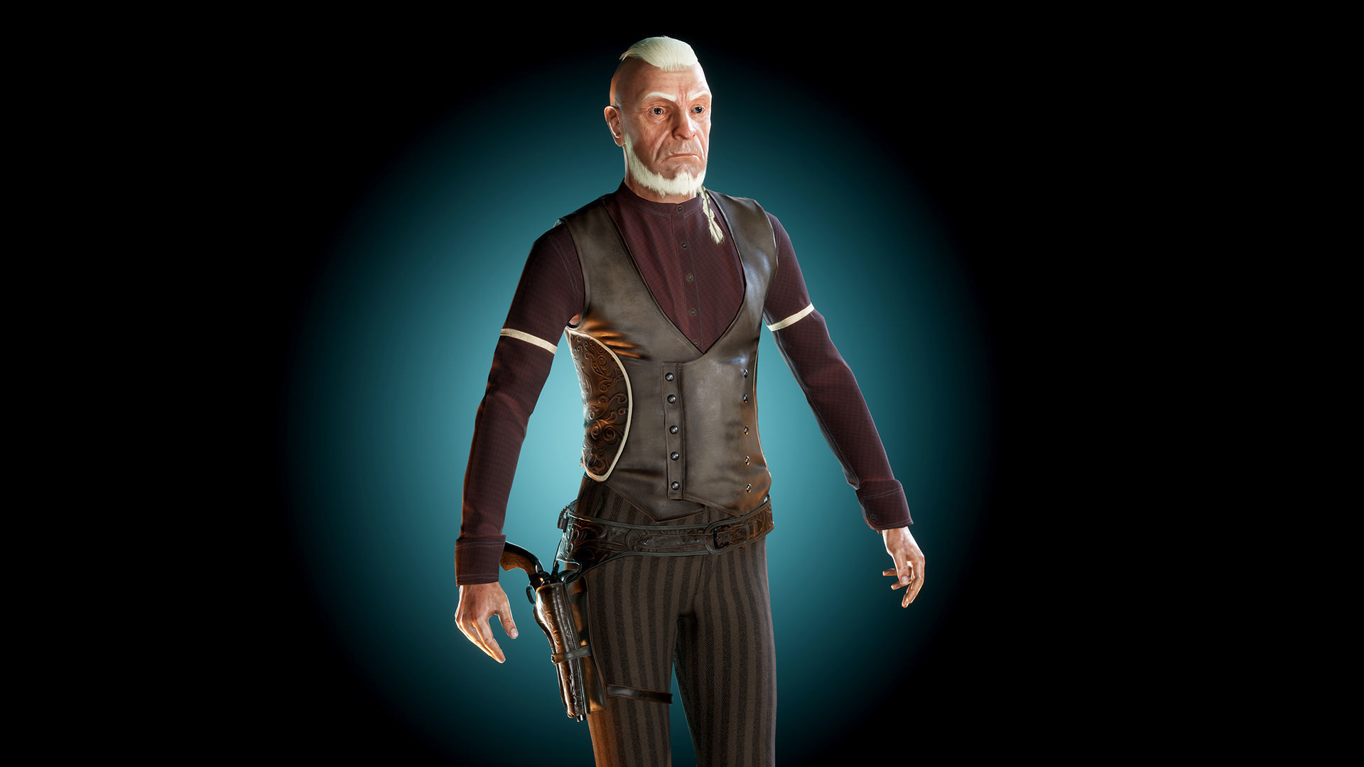 Elderly cowboy Low-poly 3D model_4