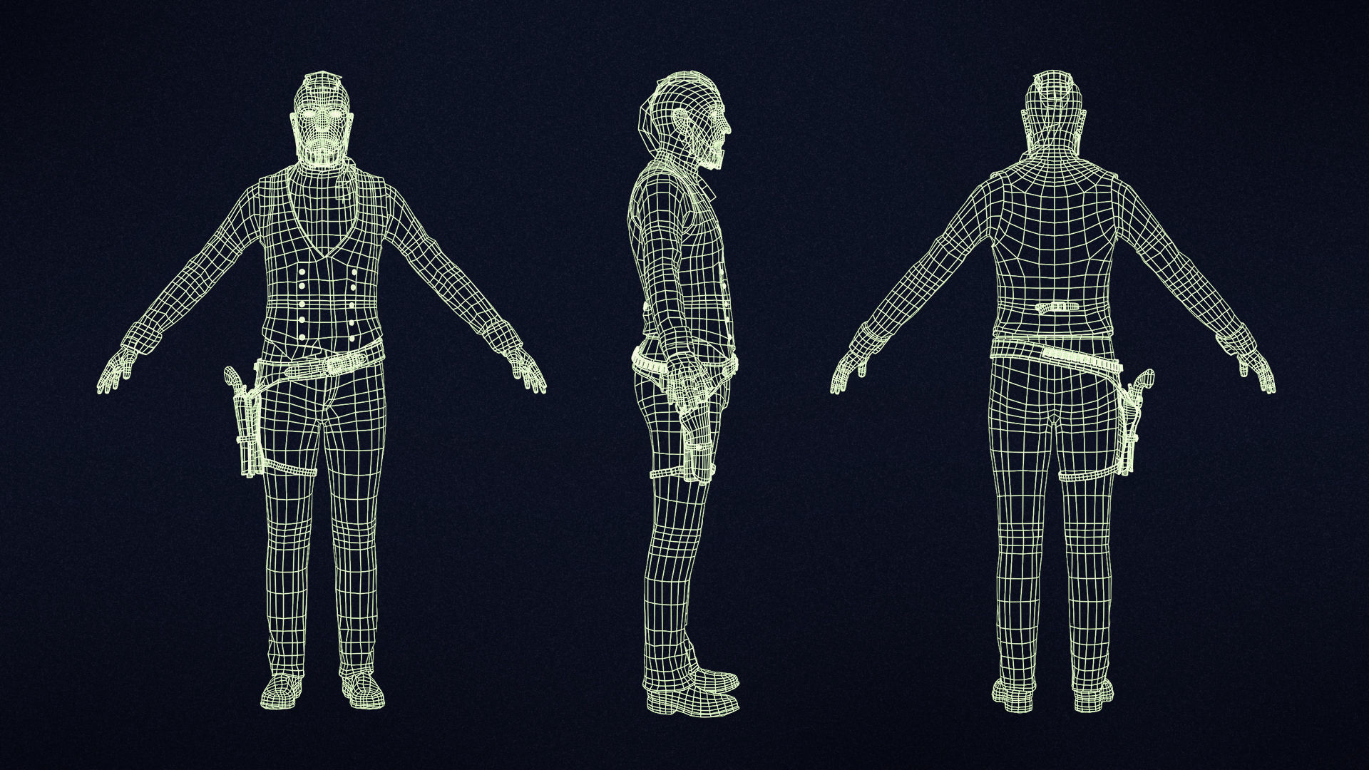 Elderly cowboy Low-poly 3D model_13