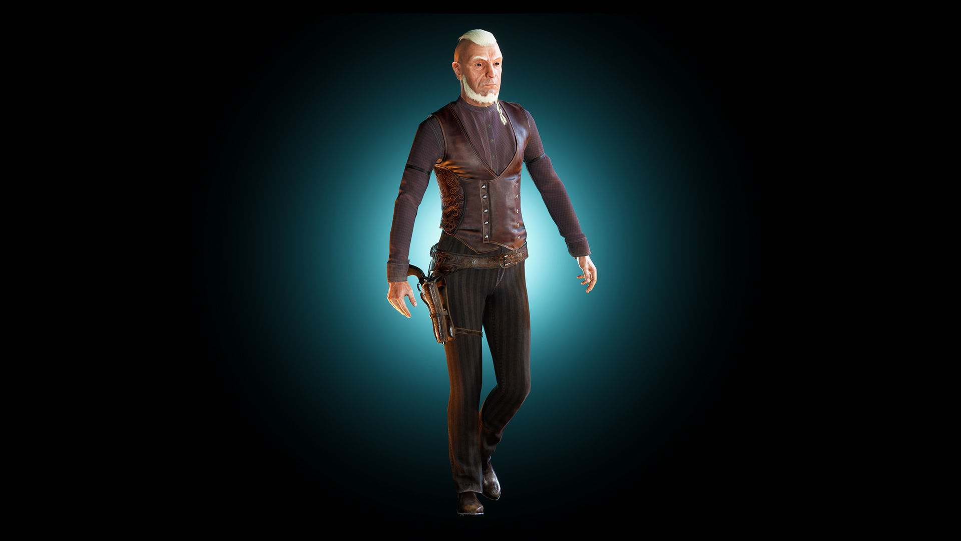 Elderly cowboy Low-poly 3D model_6