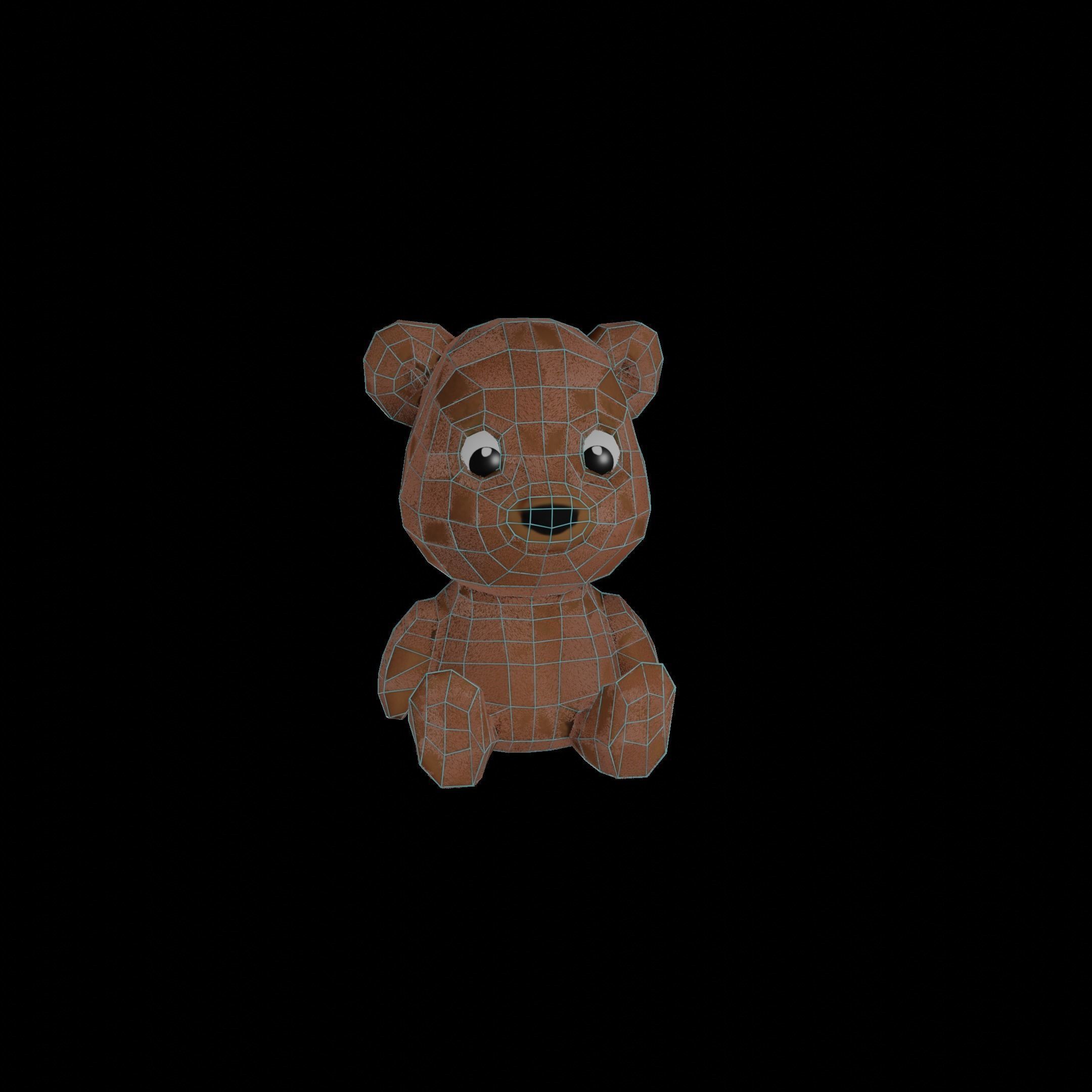 Teddy Bear Low and High Poly Meshes Free low-poly 3D model_1