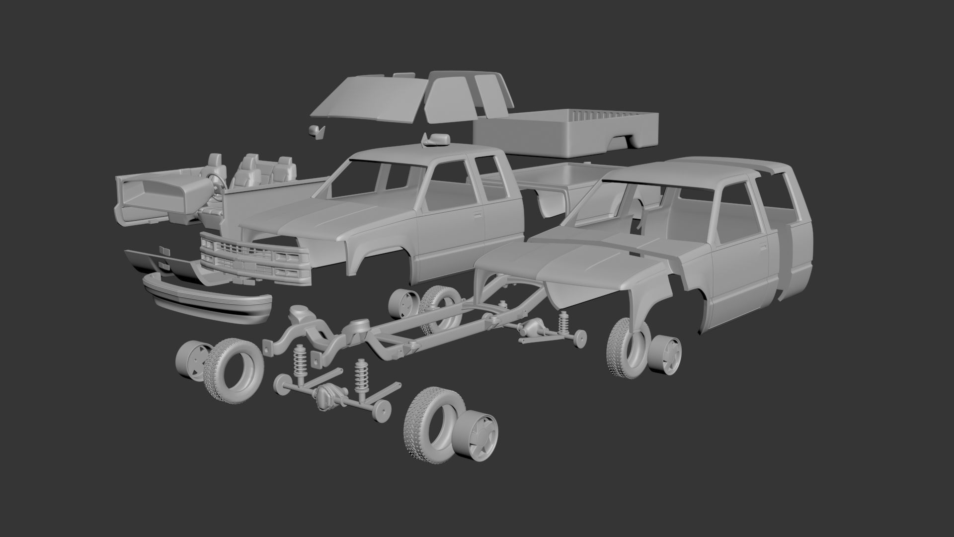 Chevrolet C-K 4th Gen Extended Cab  3D print model_7